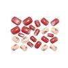 Chinese Red Floral Cat Eye Press-On Nails - Elegant Wine Red & Nude Manicure