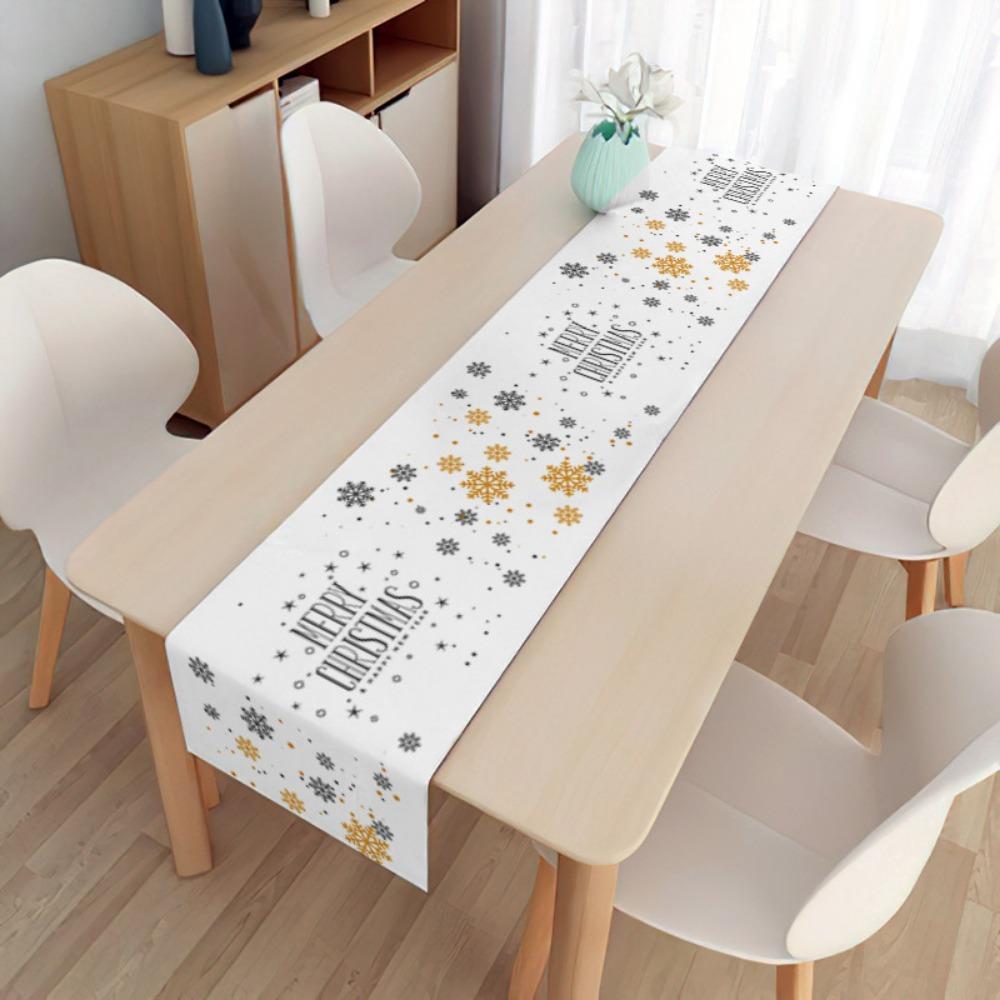 2pcs Christmas Decorative Tablecloth Holiday Gifts Household Long Tablecloth Placemat Linen Table Flag