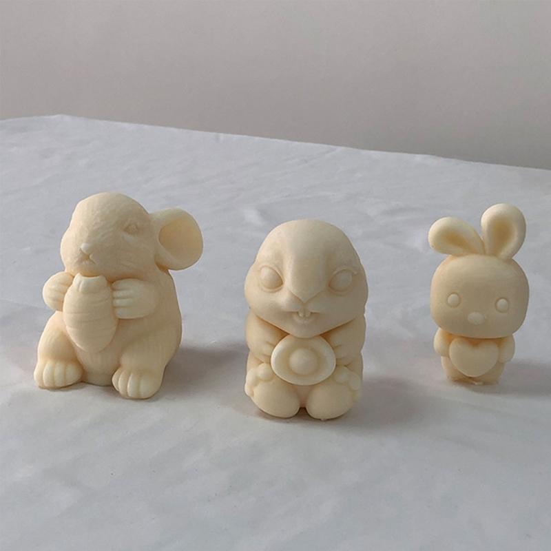 Easters-Rabbit Molds Rabbits Silicones Candle Molds Cute 3d-Rabbit Molds Resins Soap Molds Candle Scented-Making Supply