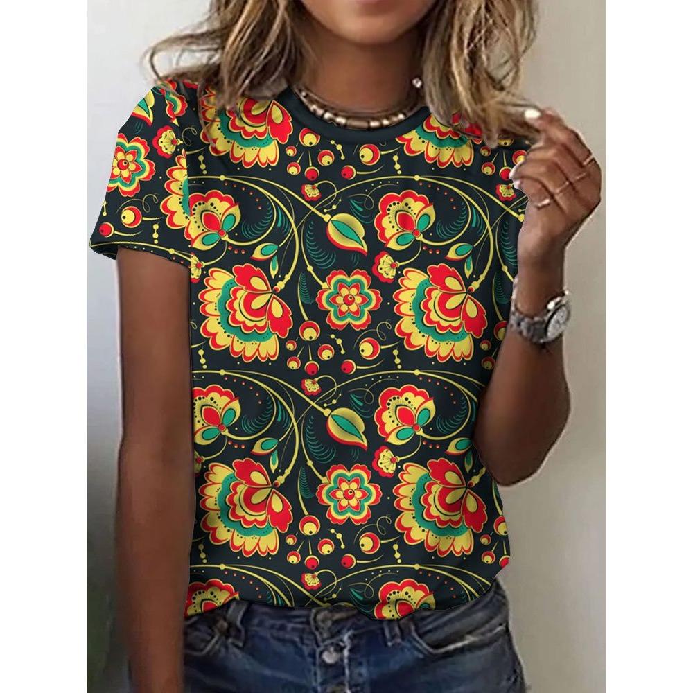 

Футболка с 3D-принтом, летний и весенний топ с коротким рукавом и круглым вырезом, повседневная женская одежда 6XL