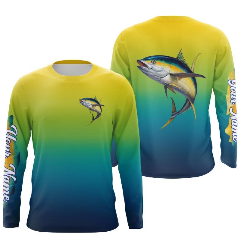Crappie Fishing Long Sleeve T-shirt Men Green Fish Print Performance UPF Quick Dry Fishing Tops Clothing