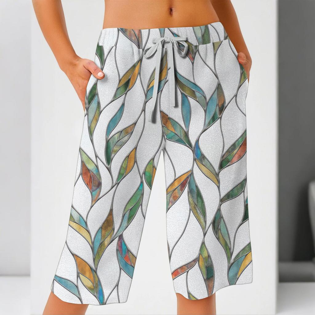 Women's Summer Elasticated Tie Waist Floral Cotton & Linen Loose Shorts