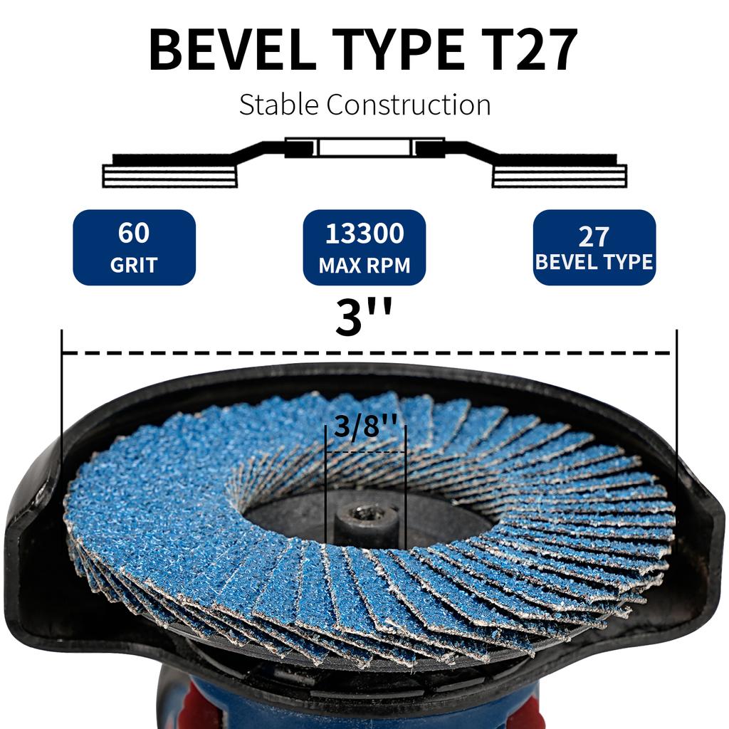 3pcs Flap Discs 3inch 76mm Angle Grinder Sanding Discs 60 Grit Grinding Wheel Metal Lightweight Plastic Wood Removal Abrasive Tool