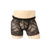 Lencería Sissy para Hombres Gays Sexy Calado Espalda Descubierta Pantalones Cortos de Boxeador Encaje Bordado Transparente Ropa Interior para Crossdresser Braguita Hueca en el Trasero