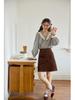 Novelist Eleven Women's V-neck Plaid Lace Patchwork Blouse