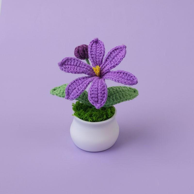 Hand-Knitted Wool Fake Flowers Set: Sunflower, Carnation, Tulip - Desktop Decor, Teacher/Student Gift, Everlasting Bouquet