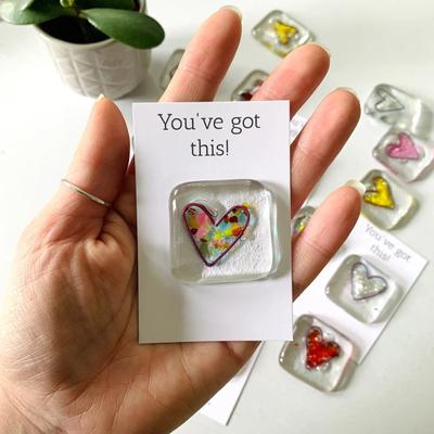 Glass Heart Card Portable Simple Keepsake Gift Lightweight Style Widely Used Glass Ornament