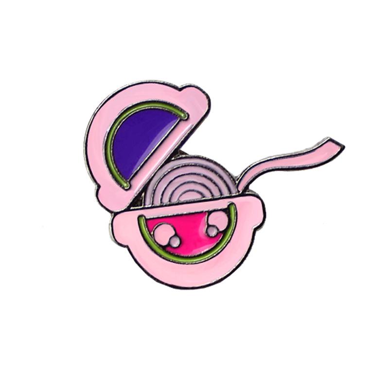 Trendy Cartoon Fish & Pink Donut Bubble Gum Brooch