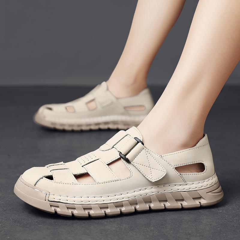 Flat Mens Beach Sandal Handmade Casual Sandals Hot Summer Leather Sandals for Men Outdoor Comfortable Man Roman Shoes Classical