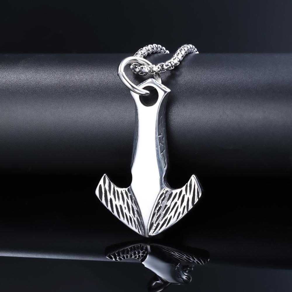 Nautical culture anchor-shaped titanium steel pendant, retro trend simple accessories pendant jewelry