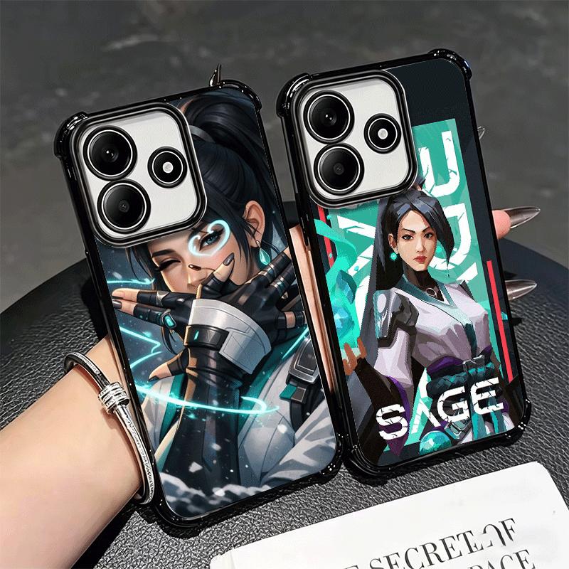 V-Valorant Sage Soft Phone Case For Xiaomi Redmi Note 14 15 Pro Plus 13 12 11S 11T 5G 10 9S 9 Plating Anti-Fall Fundas