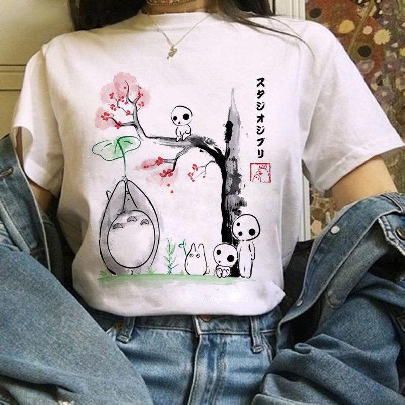 Cartoon Totoro Anime Series Printing, Summer Campus Large Size Men's and Women's Short Sleeve Anime T-shirt