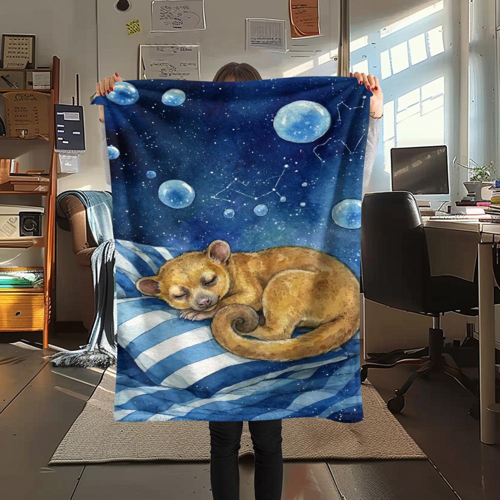 1PC Watercolor style Print FlAannel Blanket, High quality Comfortable for All Seasons, Home Decor, Warmth and Comfort