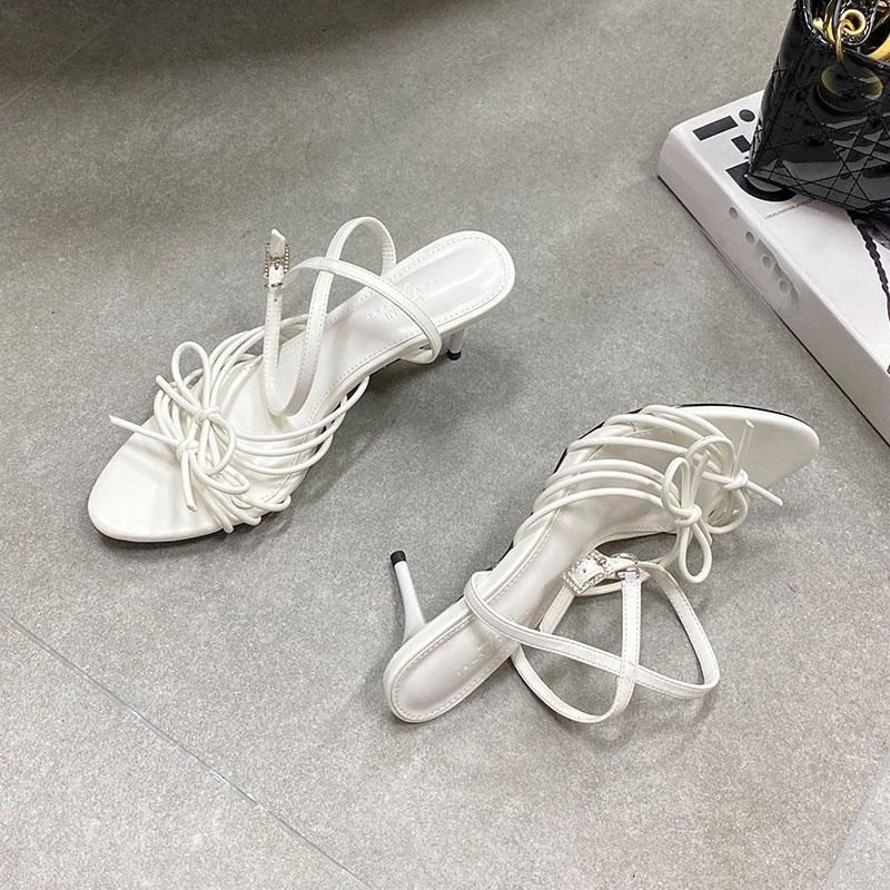 Fashion Female Ankle Buckle Footwear Party Sexy Ladies High Heels Pumps Shoes Fashion Toe  Butterfly-Knot Women Thin Heels Shoes