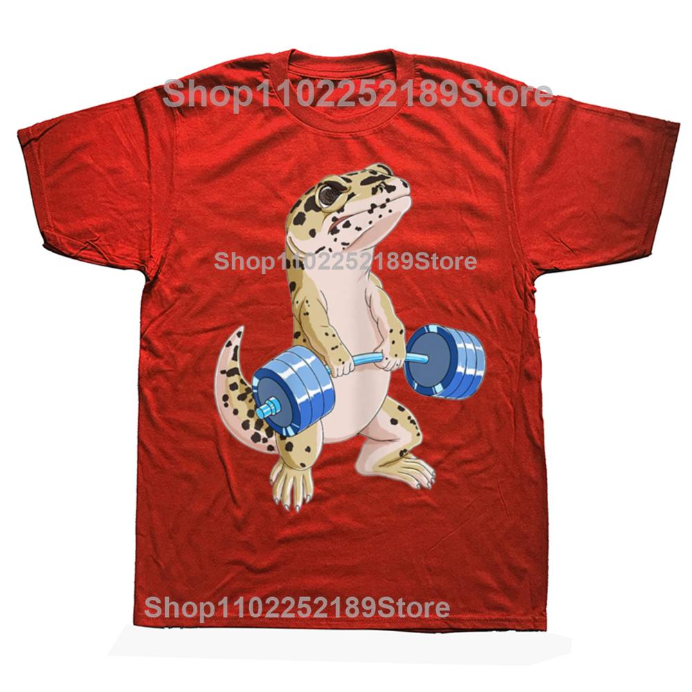Funny Deadlift Weightlifting Reptile Gecko Graphic T-shirts Men Fashion Casual Oversized Tshirt 100% Cotton Loose T Shirt