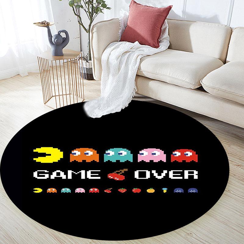 Pac‑Man Pattern Round rug,Carpet Rug for Living Room Bedroom Playroom ,Non-slip Floor Mat,Holiday Gifts and Birthday Gifts.