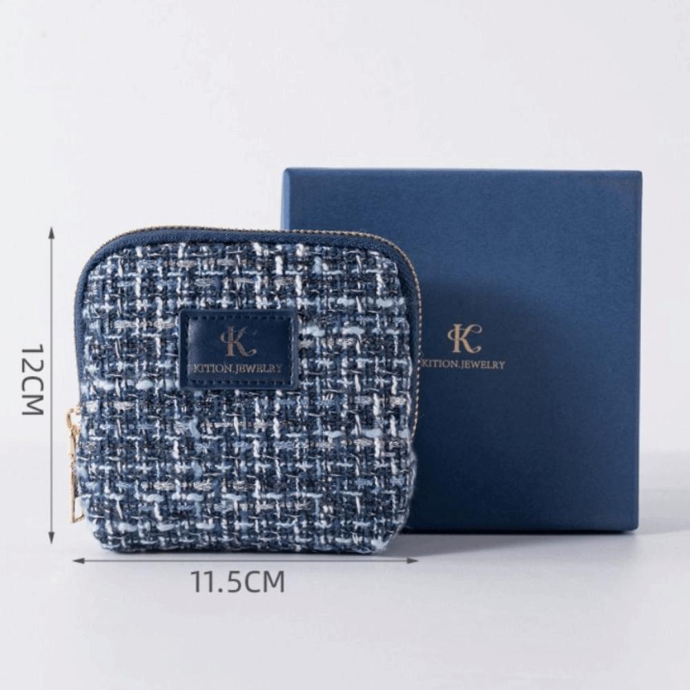 

Органайзер для украшений на молнии Мини-мешочек для хранения украшений для колец, браслетов, браслетов-манжет темно-синий