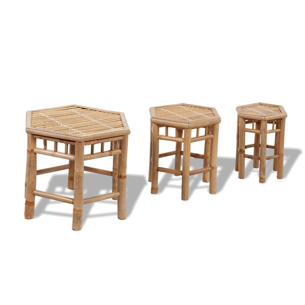 Garden Stool Set 3 Pieces Bamboo
