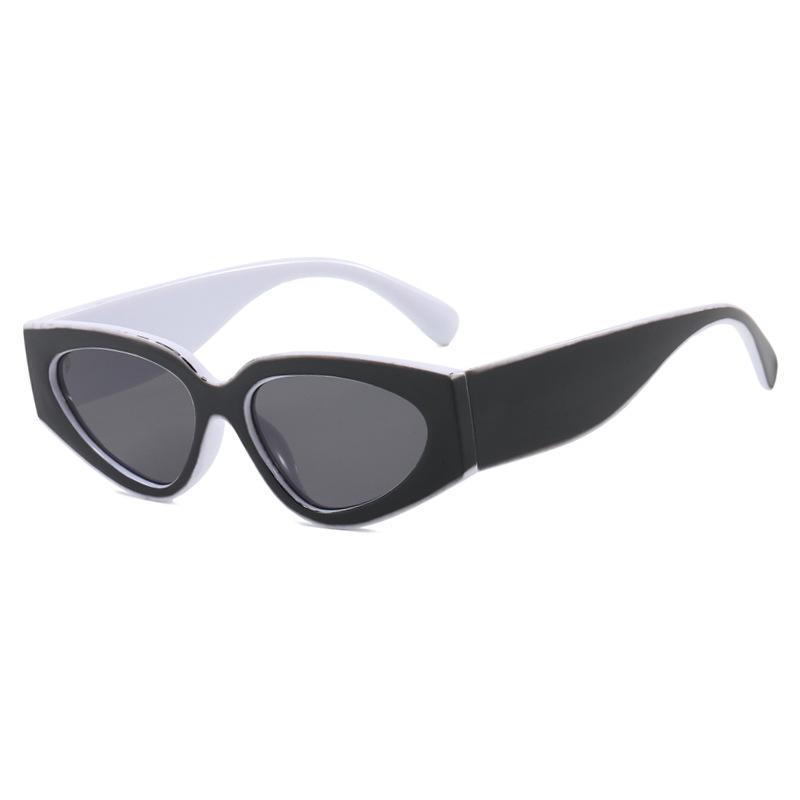 New Fashion Color Blocked Cat Eye Sunglasses Metal Frame UV400 Protection Versatile Sunscreen Driving