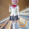Puella Magi Madoka Magica School Uniform Cosplay Costume Full Set with Wig for Halloween Party