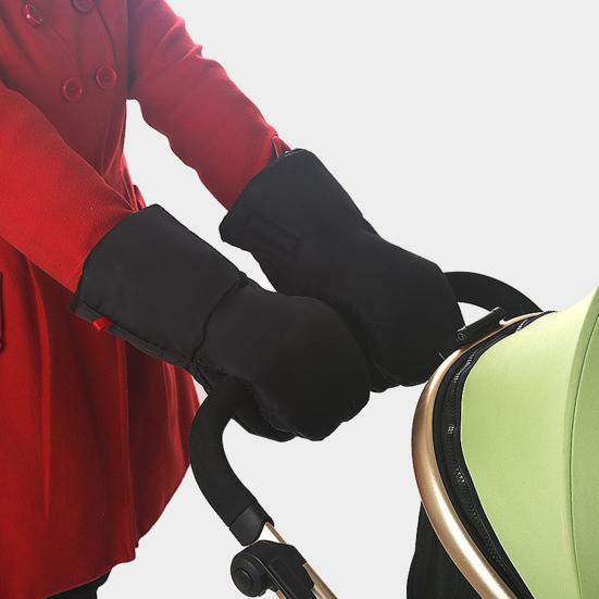 1 Pair Winter Baby Stroller Gloves Cold Weather Fleece Lined Warm Thick Waterproof Windproof Thermal Stroller Fingerless Mittens Stroller Accessories