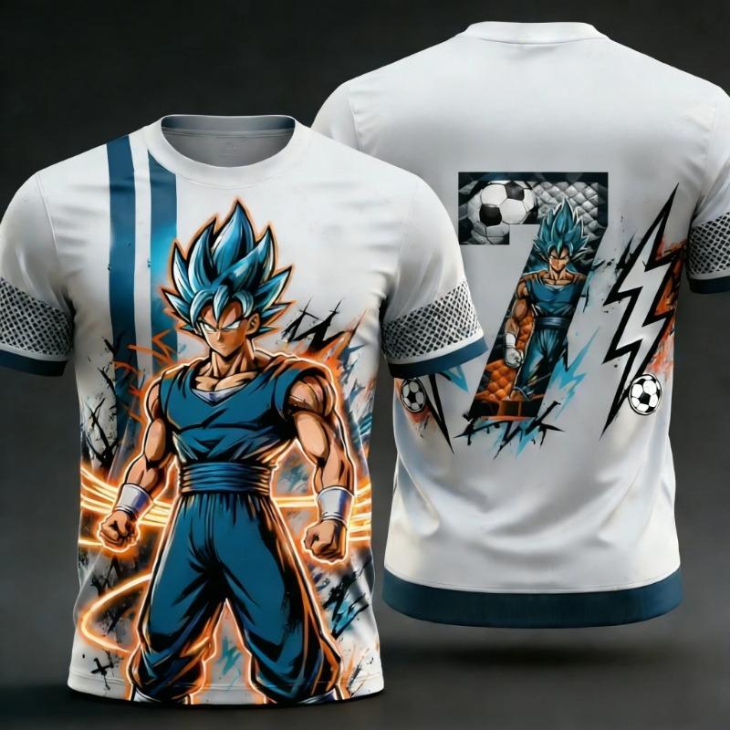 2026 Summer New Adult Men's Dragon Ball Goku 3D Printed Special Football Jersey Numbers 1 To 10 Kids Anime T-Shirt Unisex