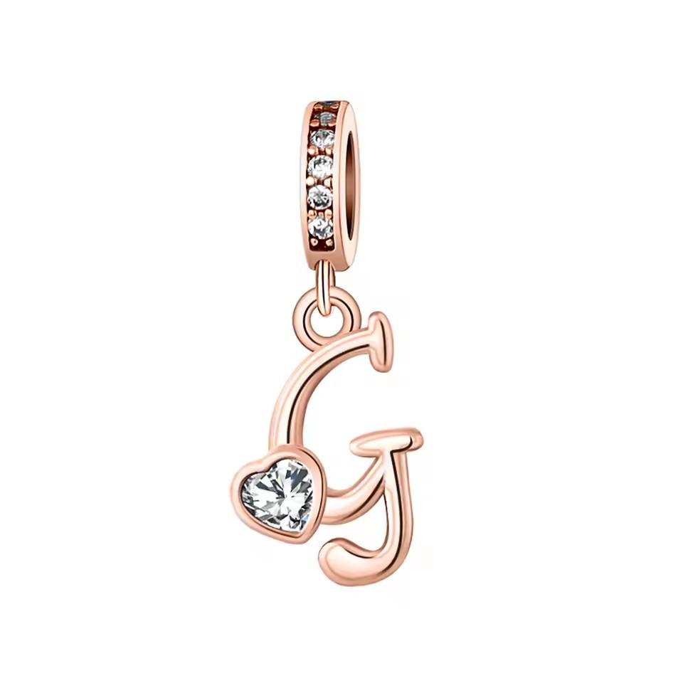 New Metal Rose Gold Light Two Tone 26 Letter English Pendant Charm Fit Ideal for Bracelets Necklaces Make your own Accessory Accessories Elegant