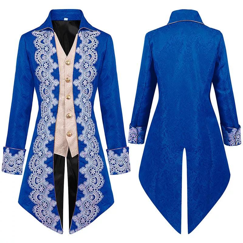 Medieval court tuxedo long embroidered one-piece vest jacket stage play cos count plus size performance suit
