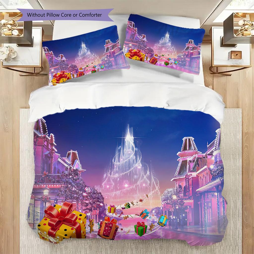 1PC Christmas theme pattern Bedding Quilt Set Quilt Cover Pillowcase Home Decoration Birthday Gift (1 * duvet cover + 2 * pillowcase, without core)