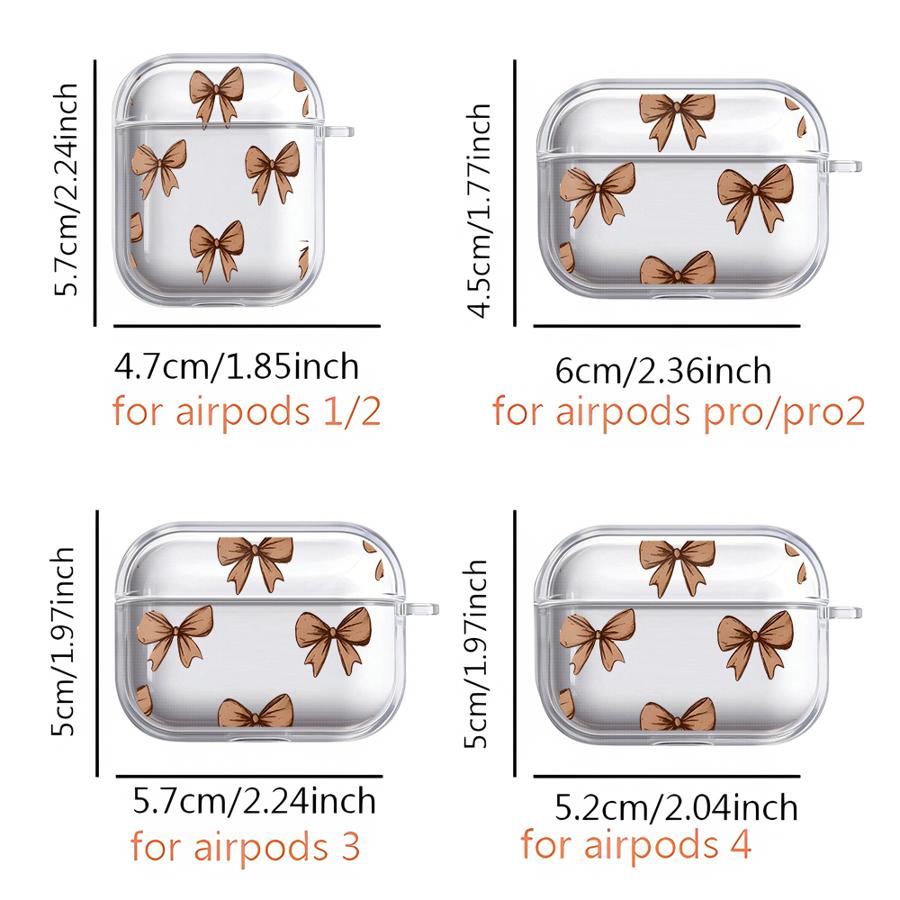 Clear Earphone Cases Cover Case For Airpods 2 Pro 1 Pro3 3 4 Pro2 Pink Bow