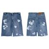 24SS  Tide Brand Kapok Full Print Casual Denim Shorts Men's and Women's  High Street Denim 5-point Pants