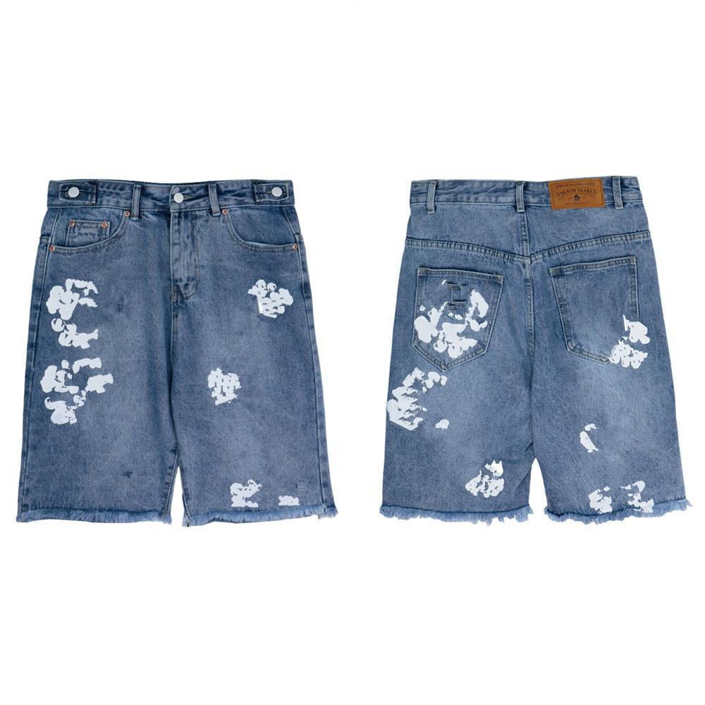 24SS Trendmarke Kapok Vollprint Lässige Jeans-Shorts Herren und Damen High Street Denim 5-Punkt-Hose