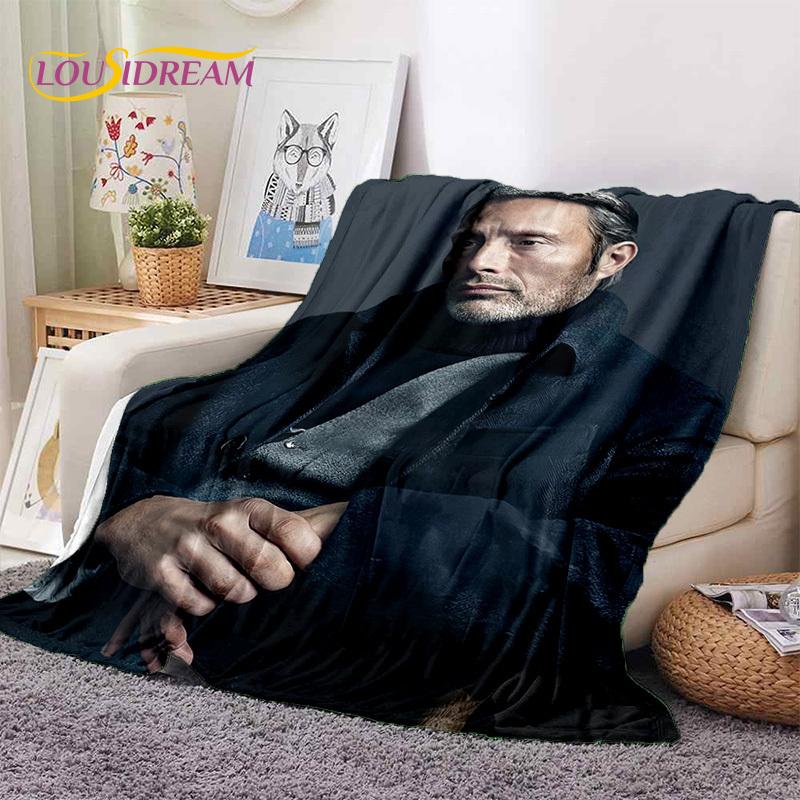 

Mads Mikkelsen 3D Actor StarSoft Blankets,Keep Warm Throw Blanket Comfortable Blanket for Picnic Beds Sofa Home Bedroom Gift Kid 75x90cm