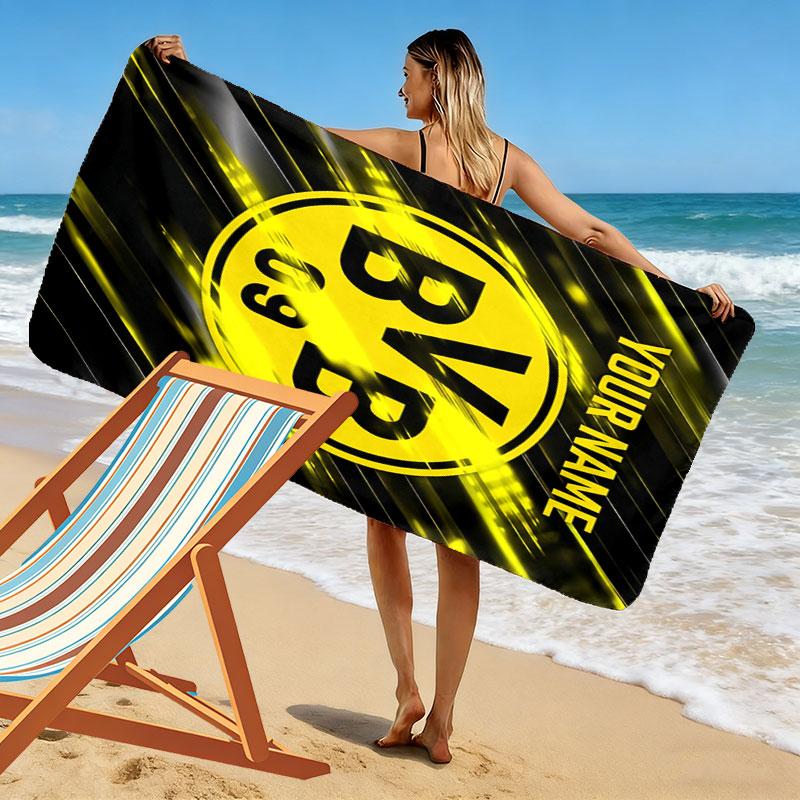 Custom Borussia Dortmund Print Beach Towel, Large Soft Quick Dry Towel for Beach Camping Swimming