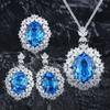 Luksusowy Ciężki Przemysł Akwamarynowy Gołębie Jajo Kamień Szlachetny Naszyjnik Wisiorek Kolorowy Skarb Kolczyki Zestaw Temperament Cyrkonia Niebieski Topaz Pierścionek
