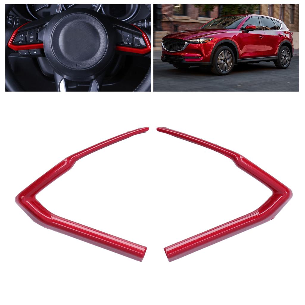 2Pcs Steering Wheel Cover Sequins Strip Trim Sticker Fit for Mazda 3AxelaCX?4CX?5Red