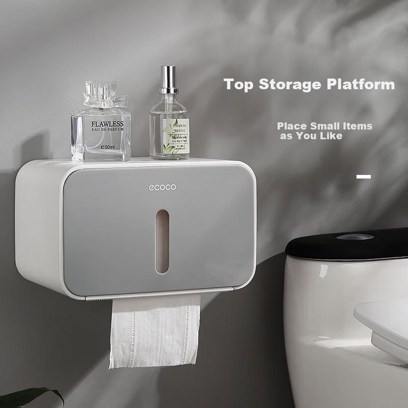 Ecoco Bathroom Tissue Box Storage Rack, No Drilling Required, Toilet Hand Towel Dispenser, High-End Bathroom Paper Towel Holder
