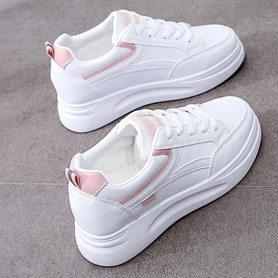 1720 Sommerschuhe für Damen mit dicken Sohlen, weiß: Atmungsaktive, höhenverstärkende, vielseitige Sneaker für Frühjahr und Herbst 2021.