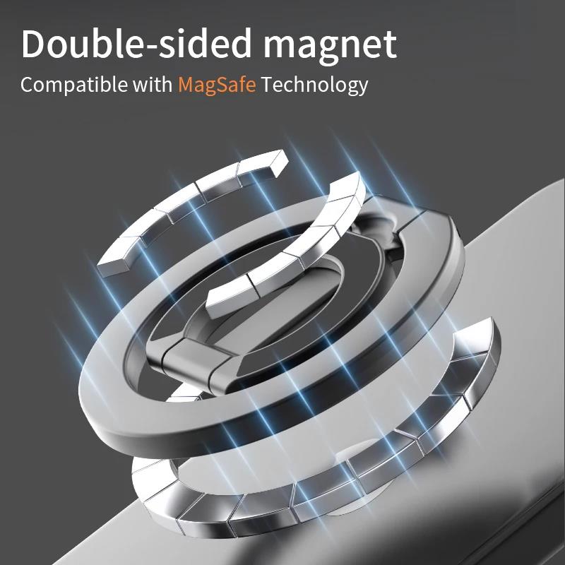Magnetic Phone Finger Ring Holder 360 Degree Rotation Mobile Phone Stand For MagSafe Magnet Bracket For iPhone 16 15 14 Samsung