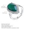 Natural Treasure Ring Women'S, Large Size Gemstone S925 Sterling Silver Inlaid Natural Green Agate Ring