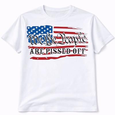 We The People Flag Graphic T Shirt Trendy Western Style Tee Womens Gifts White