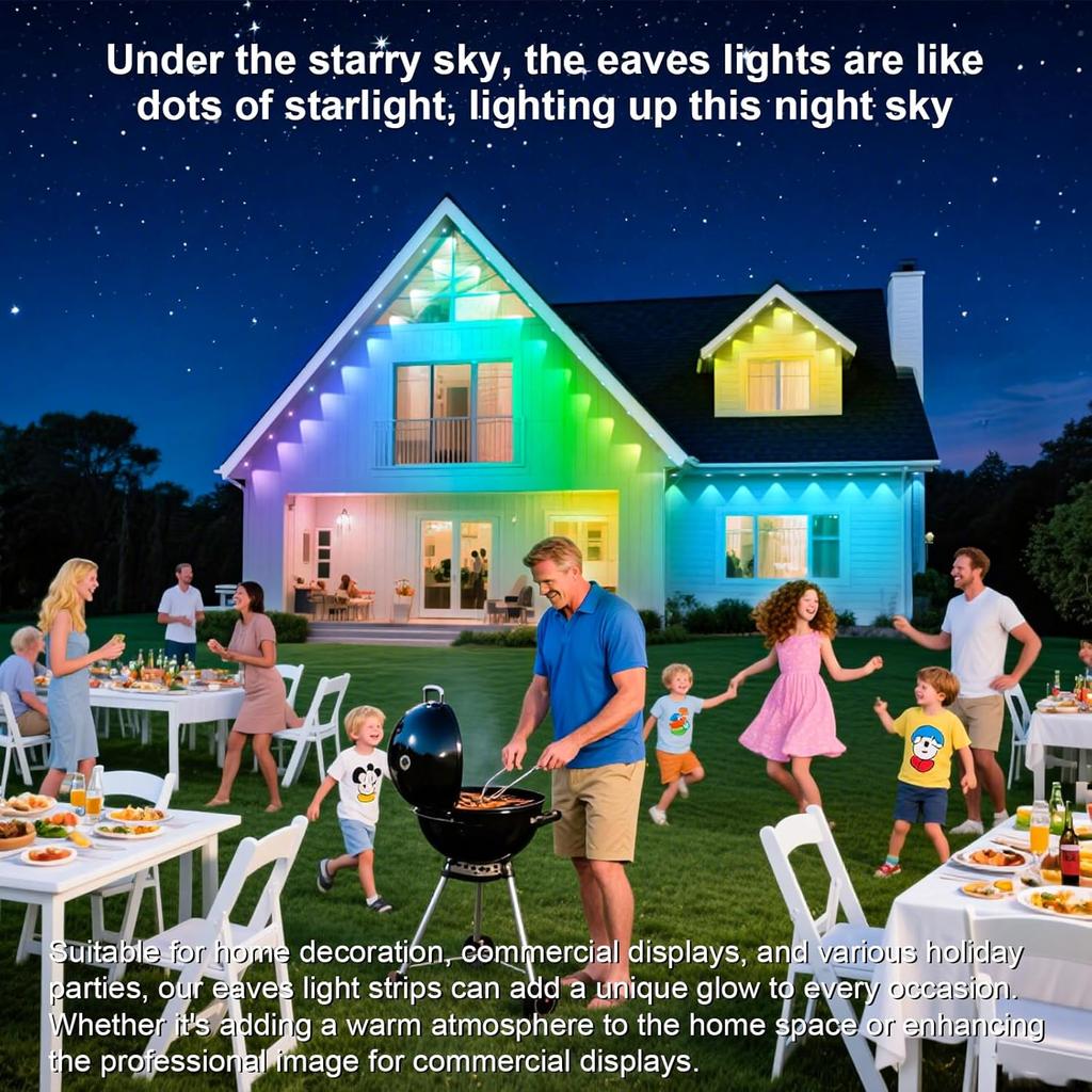 Permanent Outdoor Lights,200FT RGB Eave Light,IP67 Waterproof Lighting for House,Smart LED with App/Remote Control for Outdoor Decor,Garden