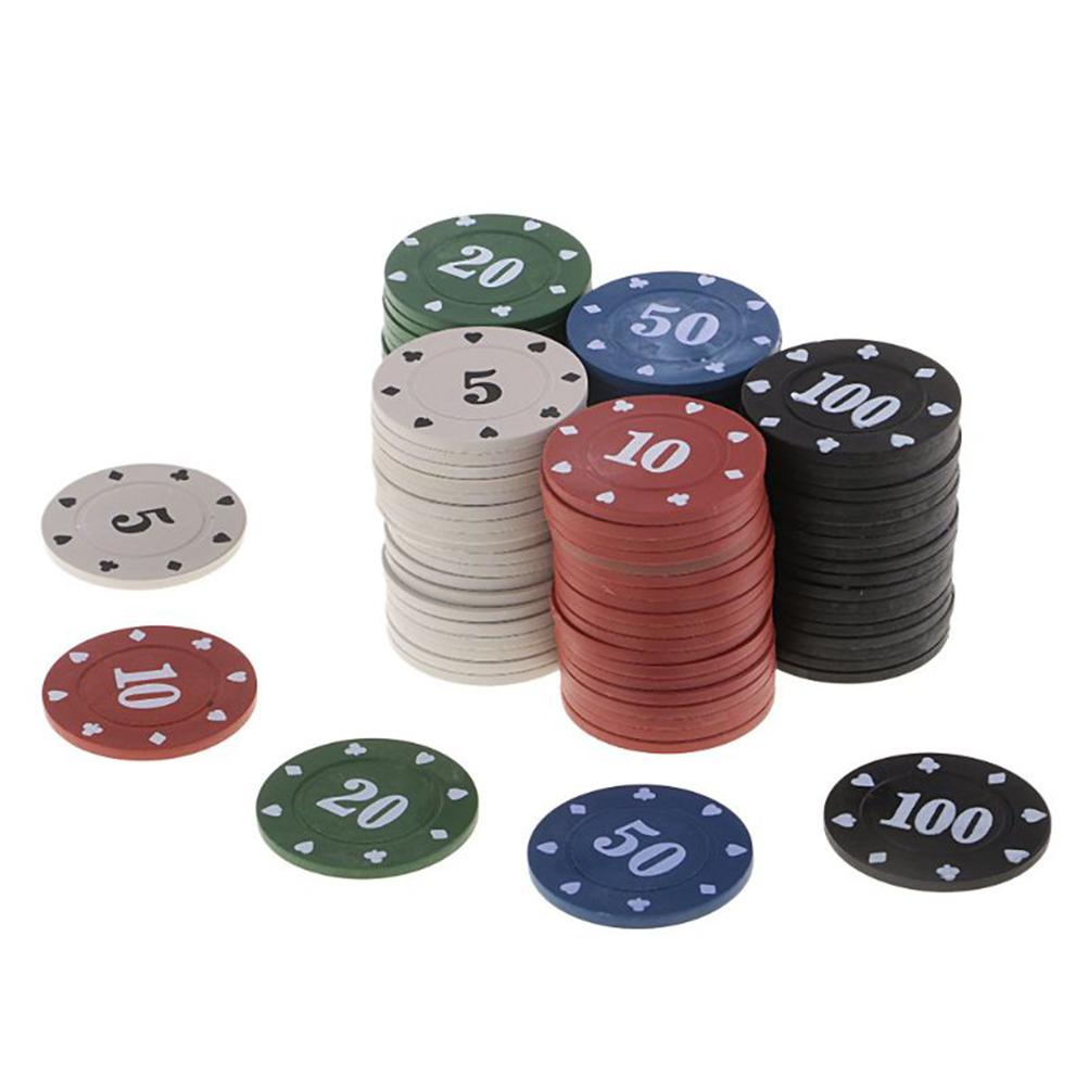 100Pcs Counting Game Chips Plastic Poker Chips Markers with Box for Math Practice Poker Chips Game