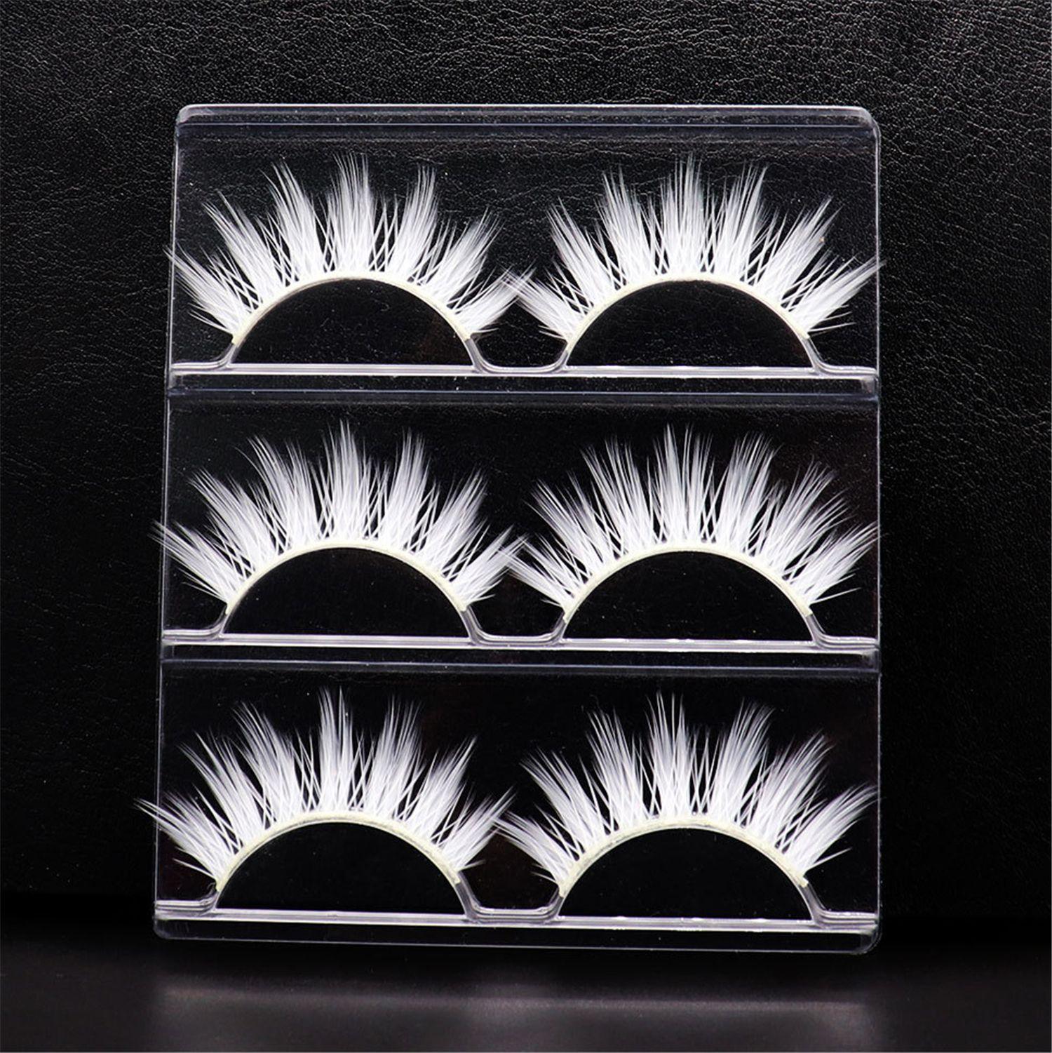 

Eye Makeup Tools Natural Wispy Reusable White Lashes False Lashes Cosplay False Eyelashes Fluffy Style 1 (3 Pairs )