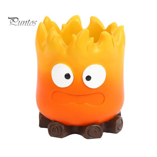 

Коробка для хранения кистей для макияжа, органайзер для канцелярских принадлежностей, большая емкость, держатель для ручек в виде пламени из аниме, украшение для рабочего стола оранжевый