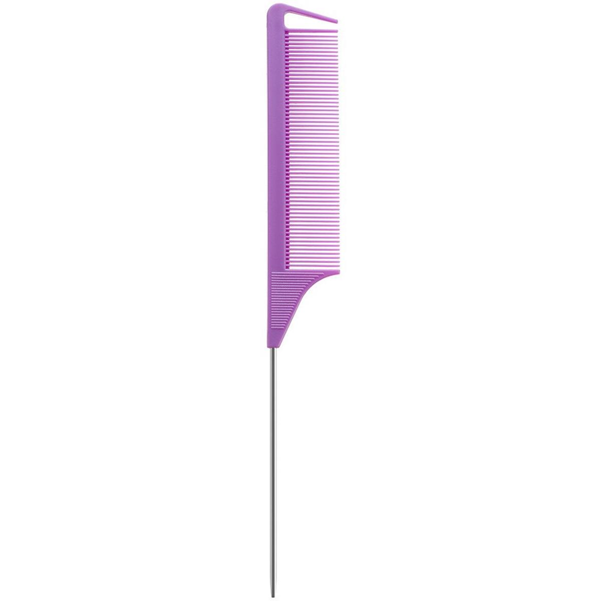 

Stainless Steel Pointed Tail Hair Professional Hair Comb Hair Brush Salon Hair Styling Tool Hair Comb Special for Real Hair Wigs фиолетовый