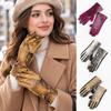 Fleece Lined Winter Warm Gloves Faux Animal Leather Faux Suede Gloves  For Driving Riding