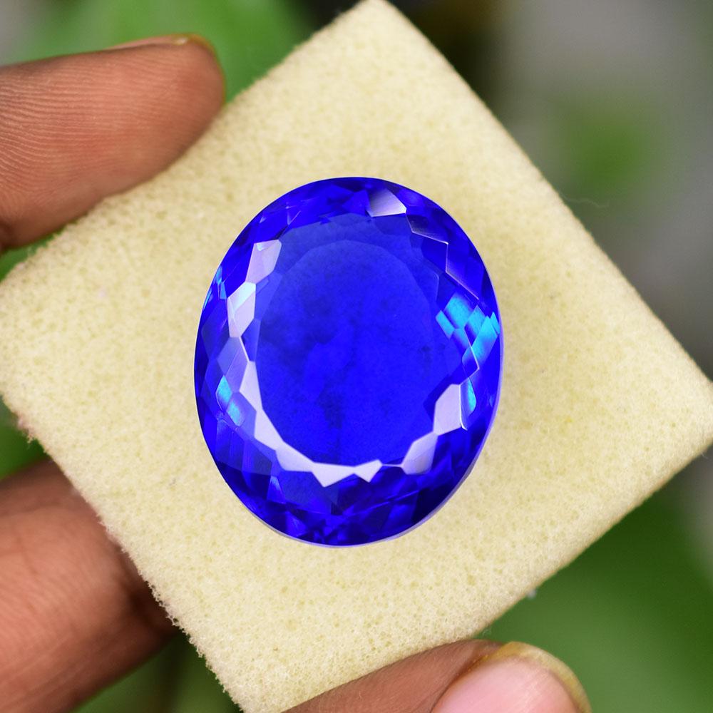 Lab-Created Blue Tanzanite Loose Gemstone 66.35 Ct Oval Cut for Him for Jewelry Making and Crafts
