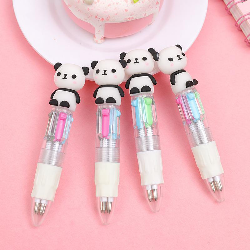 Cute Cartoon Four-Color Ballpoint Pen for Kids - Mini Student Back-to-School Stationery Gift