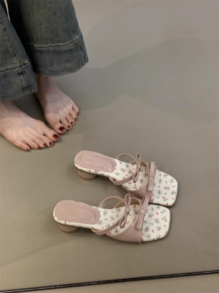 Fashion Shoes Woman 2025 Slippers Flat On A Wedge Butterfly-Knot Pantofle New Scandals Slides Butterfly-knot Floral On A Wedge Butterfly